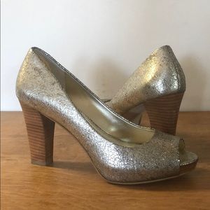 Metallic peep toe Franco Sarto metallic heels.